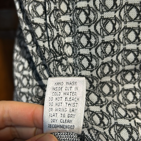 Elegant gray and black monogram design midi dress (Dress only—belt separate) - Picture 9 of 9